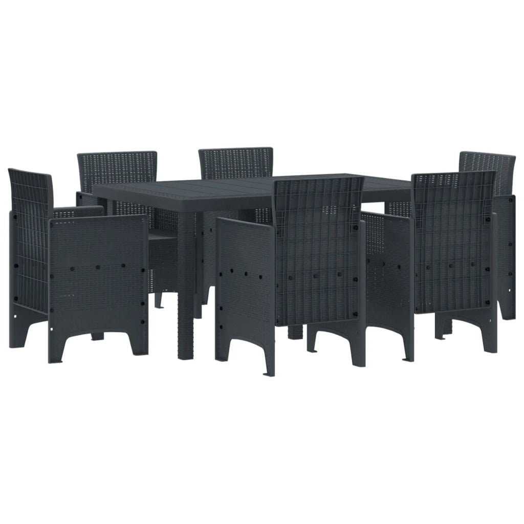 Set da Pranzo per Giardino 7 pcs Antracite Rattan Polt