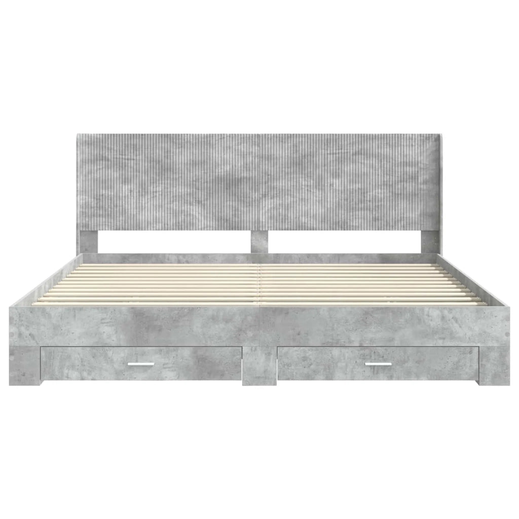 Struttura del letto con stoccaggio e testata Grigio Cemento 3414076