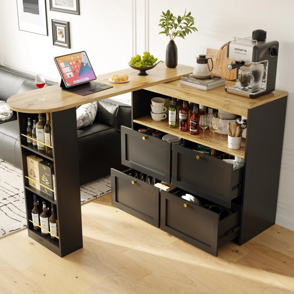 Tavolo Bar Girevole 360¡ã con Cassetti e Ripiani ¨C MINIMAL ¨C 105x39x102 cm