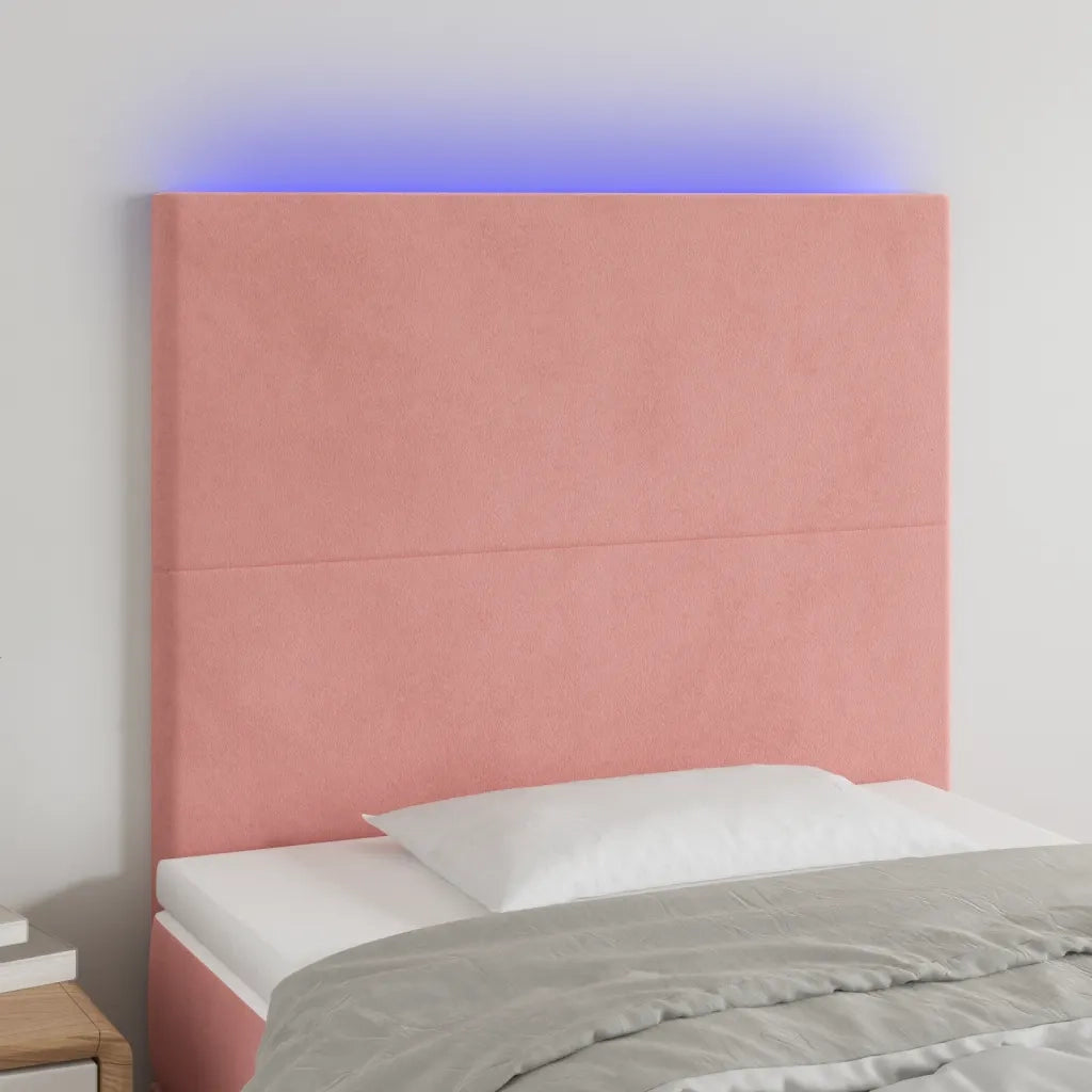 Testiera | Testata a LED Rosa 90x5x118/128 cm in Velluto