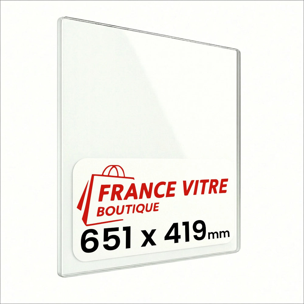 651 x 419 x 4 mm - Vetro per stufa a legna - vetro camino di ricambio - vetro per caminetto resistente al fuoco - France Vitre