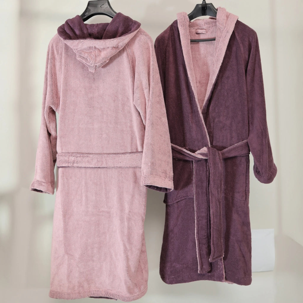 Sefane, Accappatoio 100% Cotone con Cappuccio Reversibile, Rosa