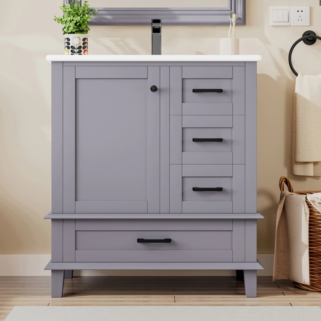 Mobile bagno freestanding con lavabo integrato, grigio, 76 x 46 x 83,5 cm