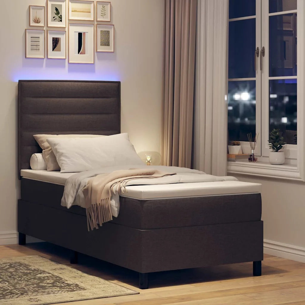 Letto a molle con materasso Marrone scuro 90 x 190 cm Tessuto
