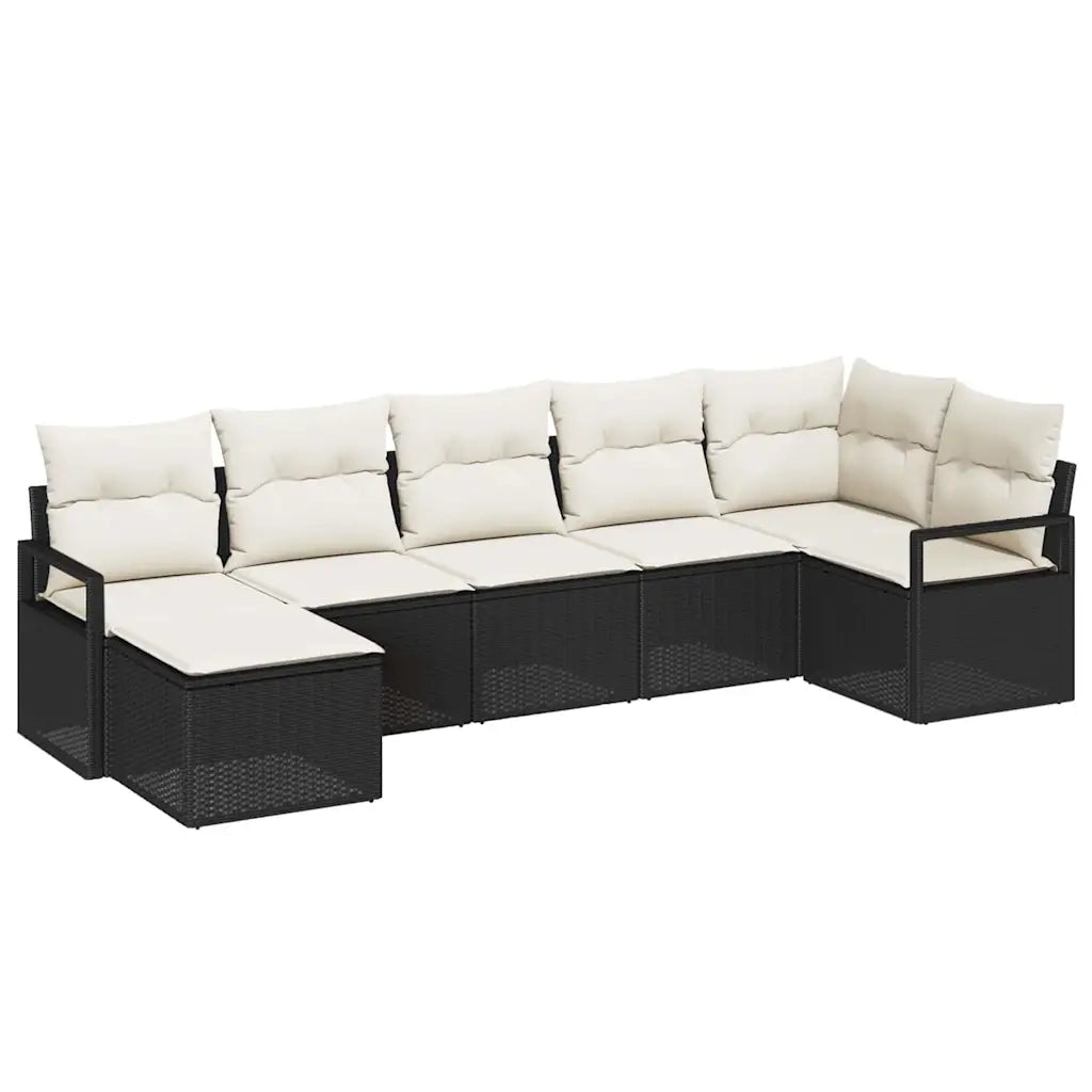 Set di divani con cuscino 7 pcs Nero polyrattan 3346467