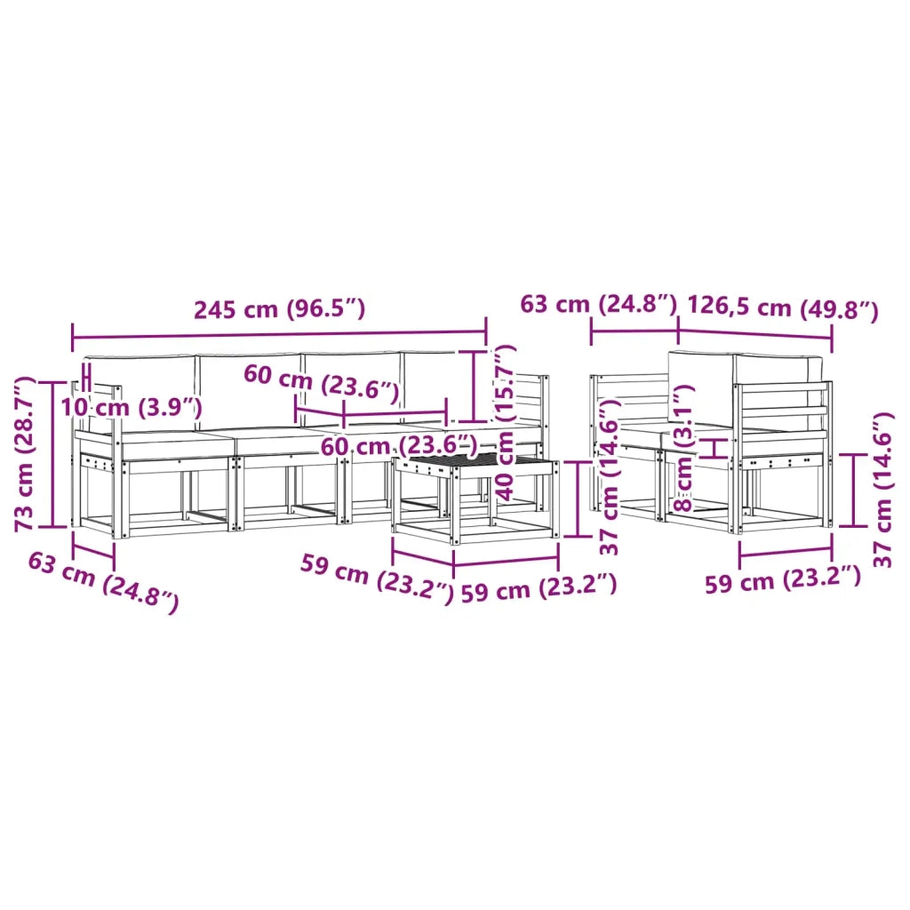 Set di divani da esterno 7 pz Bianco e Crema 3387264