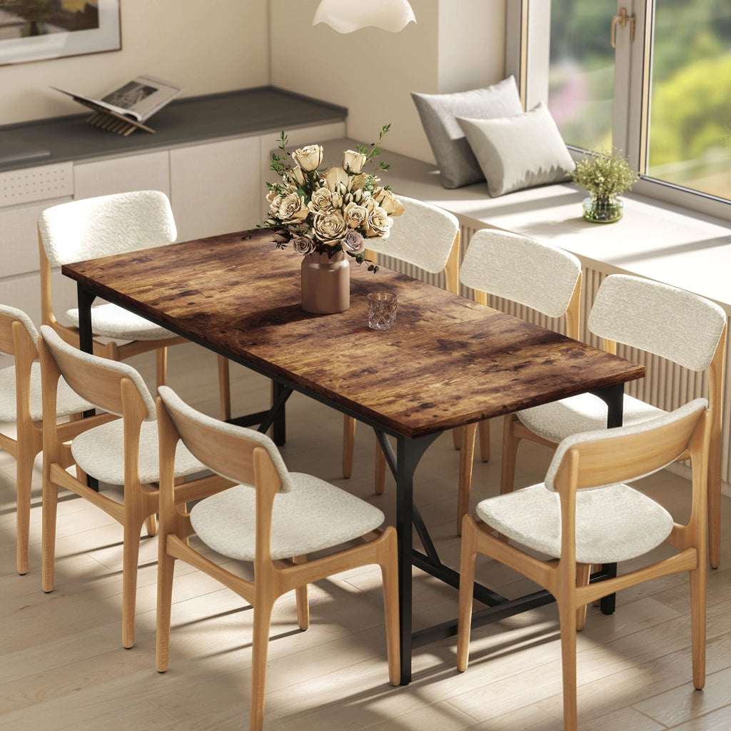 Tavolo da Pranzo Rettangolare Allungabile per 6-8 Persone ¨C Minimal ¨C Legno Massello Effetto Rovere Antracite 180x80x75,5 cm