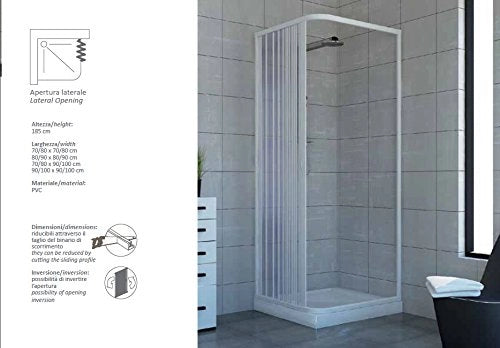 Box doccia Acquario 70x70 cm in PVC con apertura a soffietto laterale