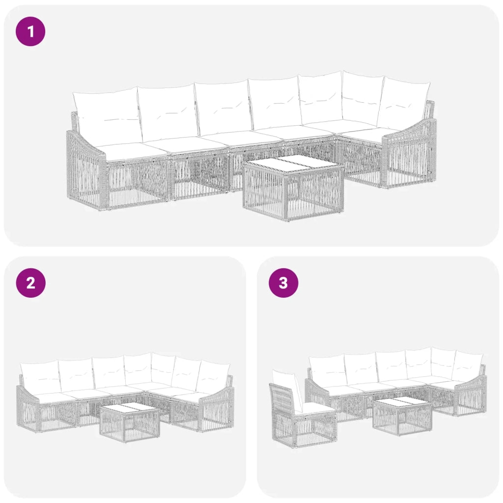 Set Divano da Giardino 7 pz Grigio polyrattan 3436013