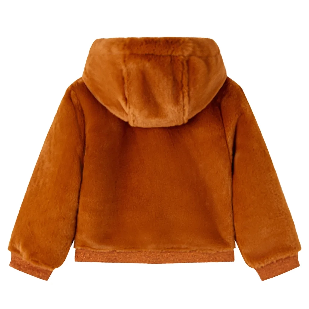 Giacca con Cappuccio per Bambini Pelliccia Sintetica Cognac 92 14044