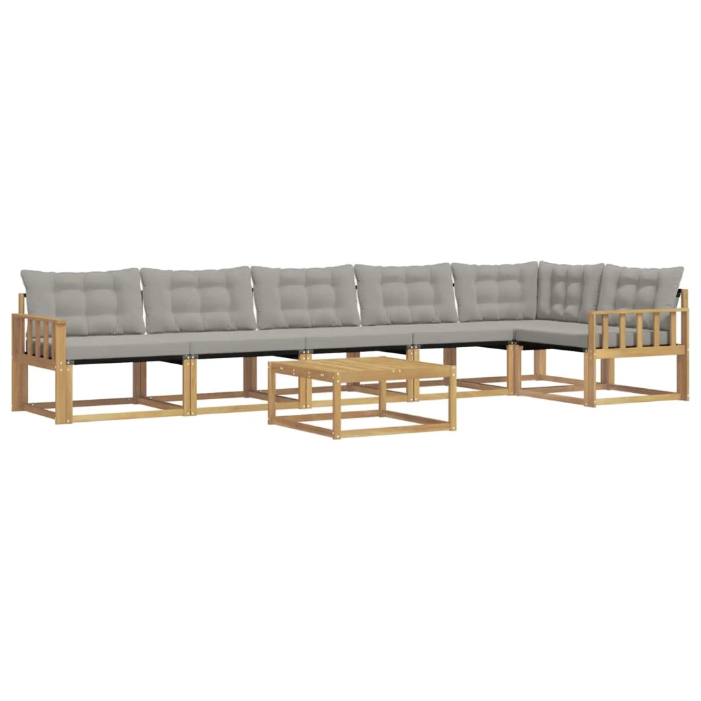 Set di divani da esterno 7 pz Bianco e Grigio Chiaro 3388753