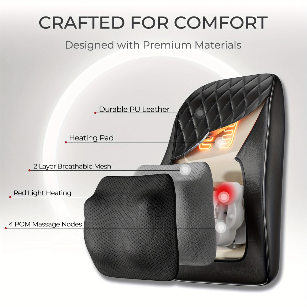 Cuscino massaggiante Shiatsu 3D ricaricabile e senza fili con funzione riscaldante, massaggiatore elettrico portatile per collo, spalle e schiena, ide