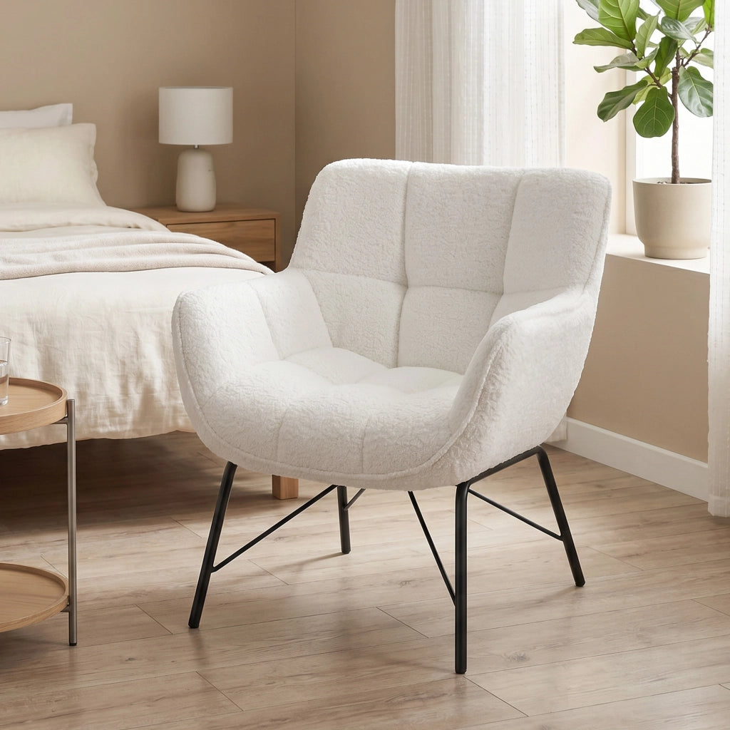 Poltrona Moderna ¨C Minimal ¨C Cremewei? Tessuto Sherpa