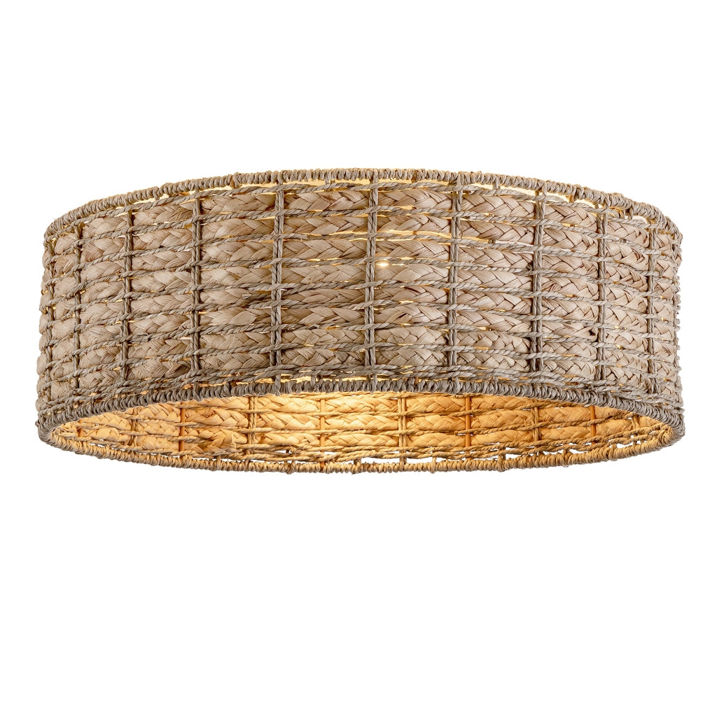 VENTILATORE da soffitto con luce in rattan color rame, controllo App e telecomando