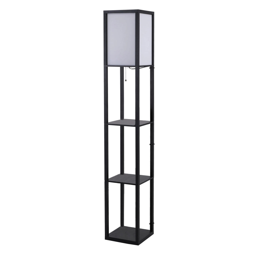 Lampada da Terra con Ripiani ¨C Xylo ¨C Legno Nero E27