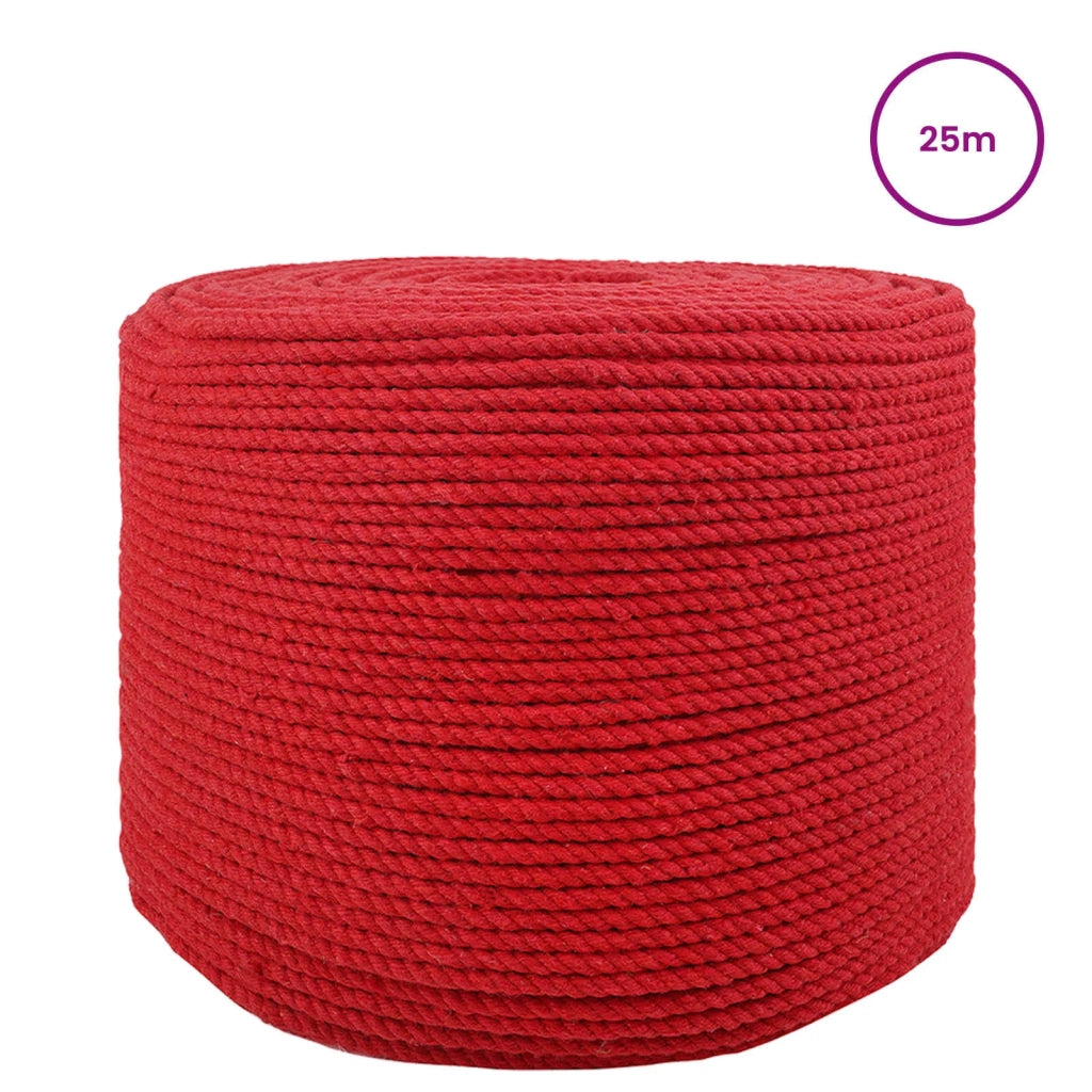 Corda di Cotone 6 mm 25 m Rosso 100% Cotone 42011897