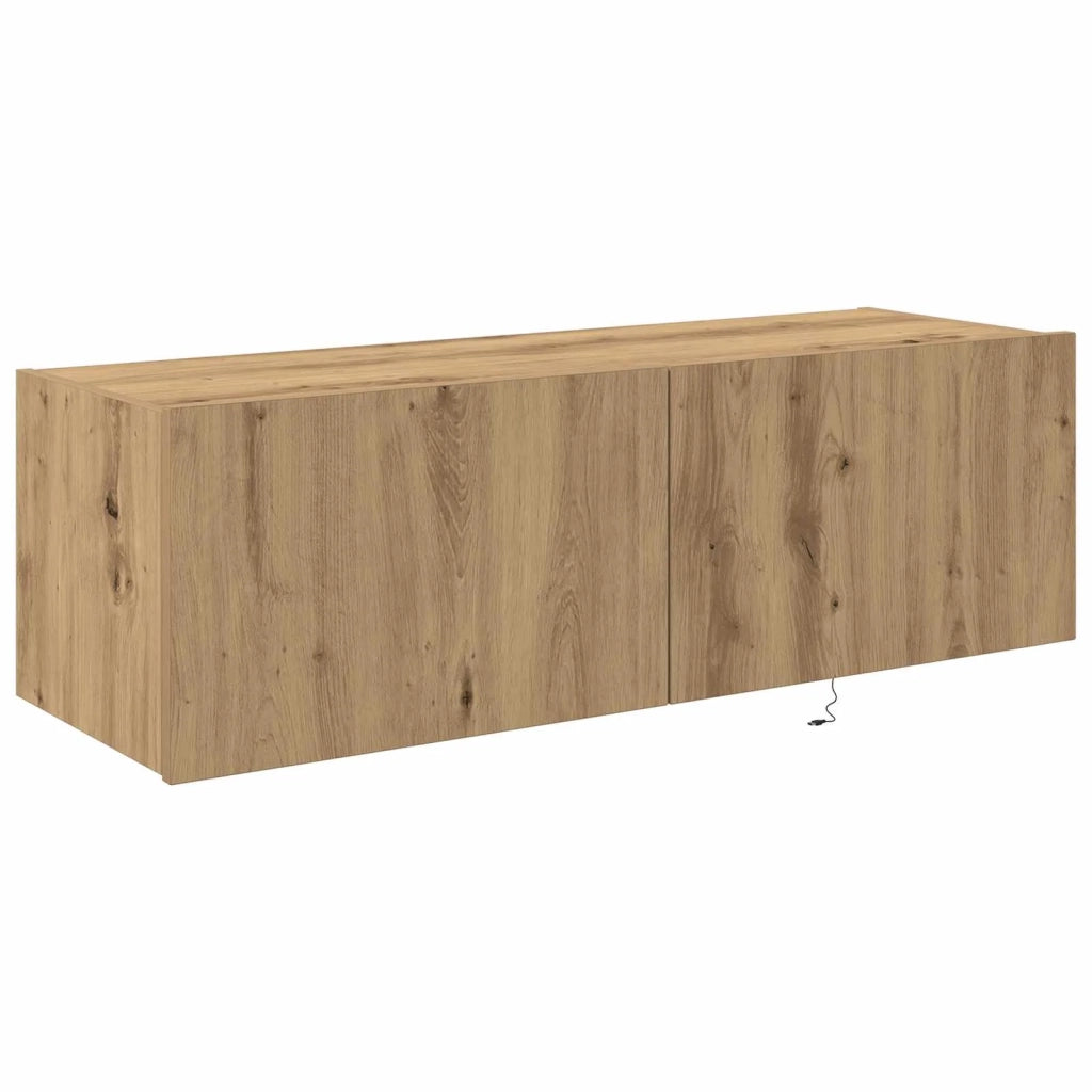 Mobile TV da Parete | Armadietto TV | Mobile Porta TV con LED Rovere artigianale 100 x 35 x 31 cm