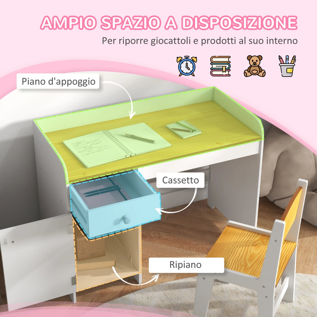 Sedia da Bambini e Banco Scuola ¨C Zephmum ¨C Bianco Legno