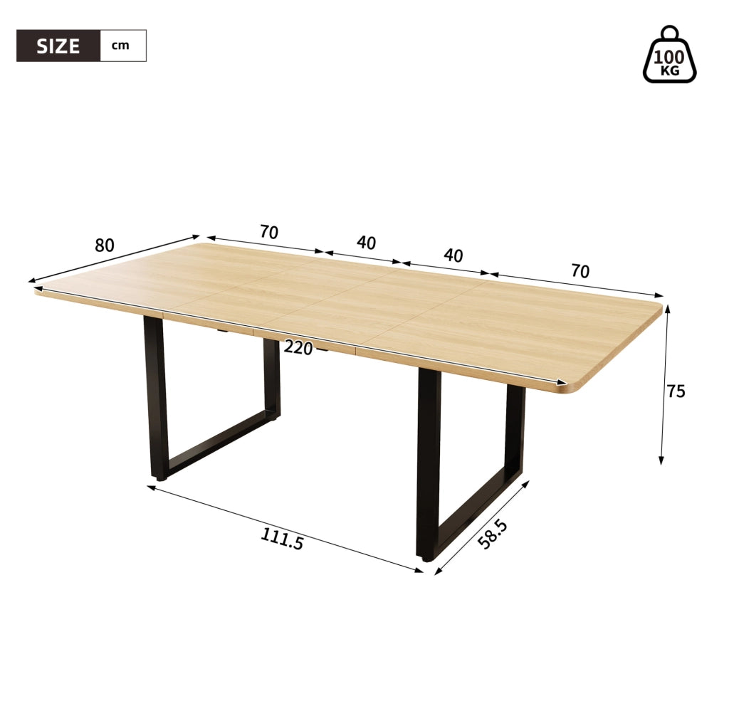 Tavolo da pranzo allungabile in MDF rovere 140-220 cm