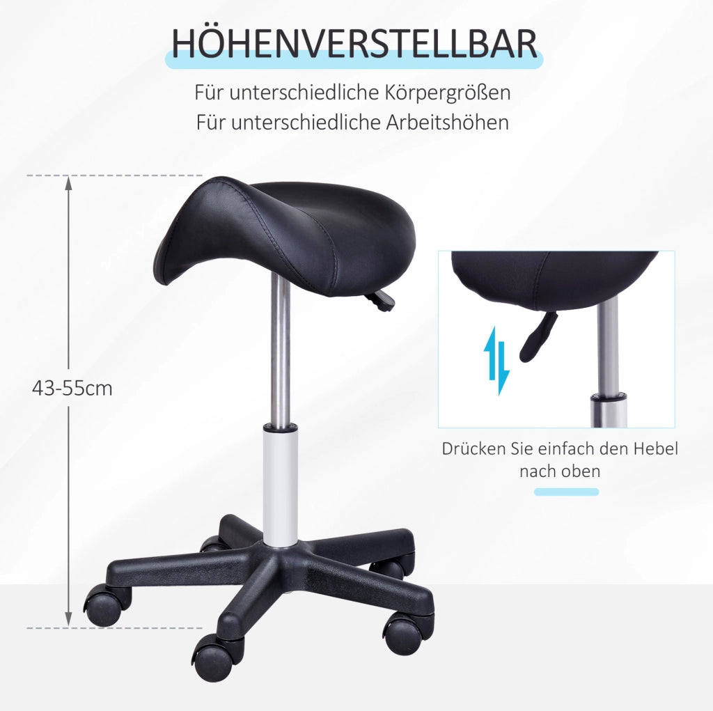 Sgabello ergonomico girevole con ruote nero