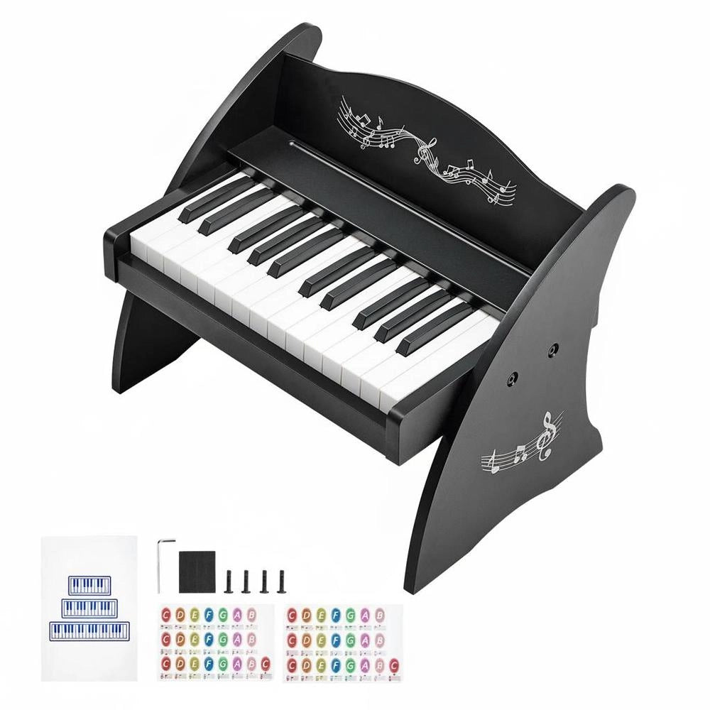Tastiera Pianoforte Bambini 25 Tasti Strumento Musicale Educativo Suono Realistico Doppia Alimentazione Nero