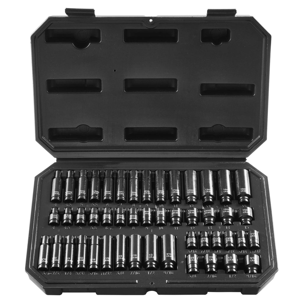 Set 48 Pezzi Bussole a Impatto 1/4" XL3068 in Acciaio Cr-Mo 6 Punte Metriche e SAE con Custodia per Officina e Fai da Te