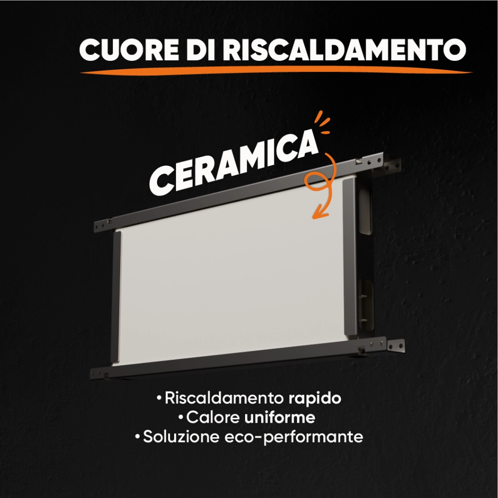 Radiatore elettrico fisso ad inerzia ceramica a secco 1500W TANIN orizzontale bianco