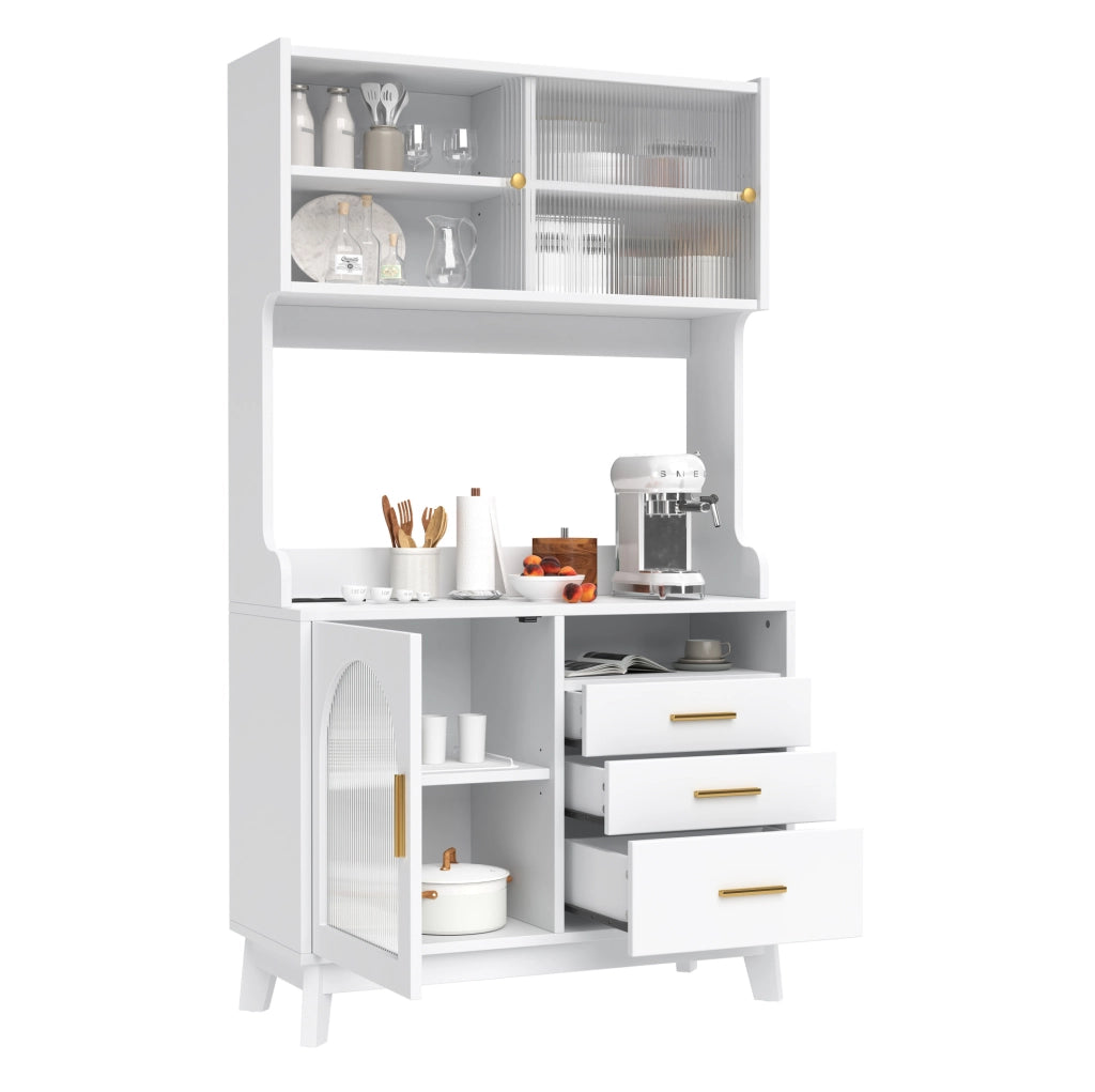 Credenza alta bianca con prese e porte USB
