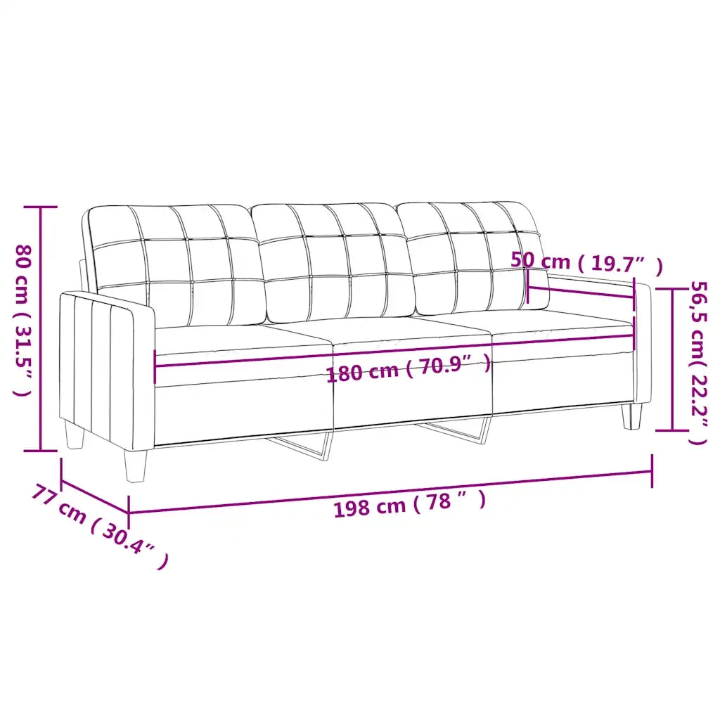 Divano a 3 Posti-Sofa 3 Posti Crema 180 cm in Similpelle 326233