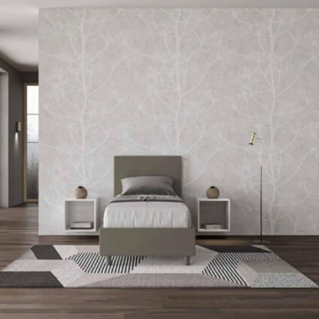 Letto singolo senza rete imbottito 80x190 similpelle cappuccino Adele