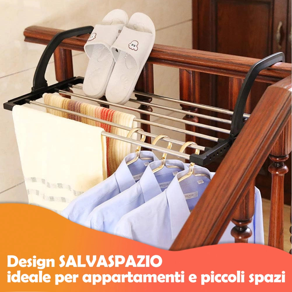 Stendino Pieghevole Salvaspazio Estensibile Balcone Finestra Termosifone Acciaio