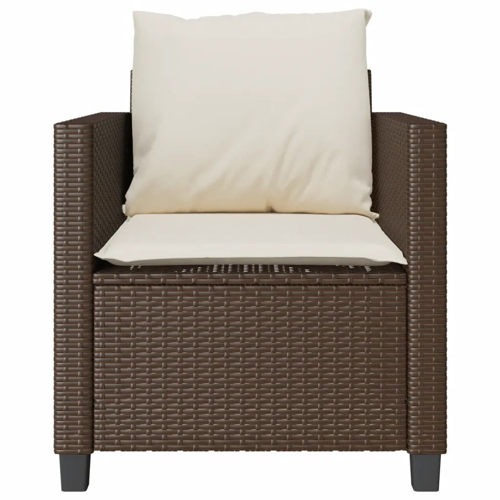 Set Bistr¨° 3 pz | Set Salotto da Giardino con Cuscini Marrone in Polyrattan