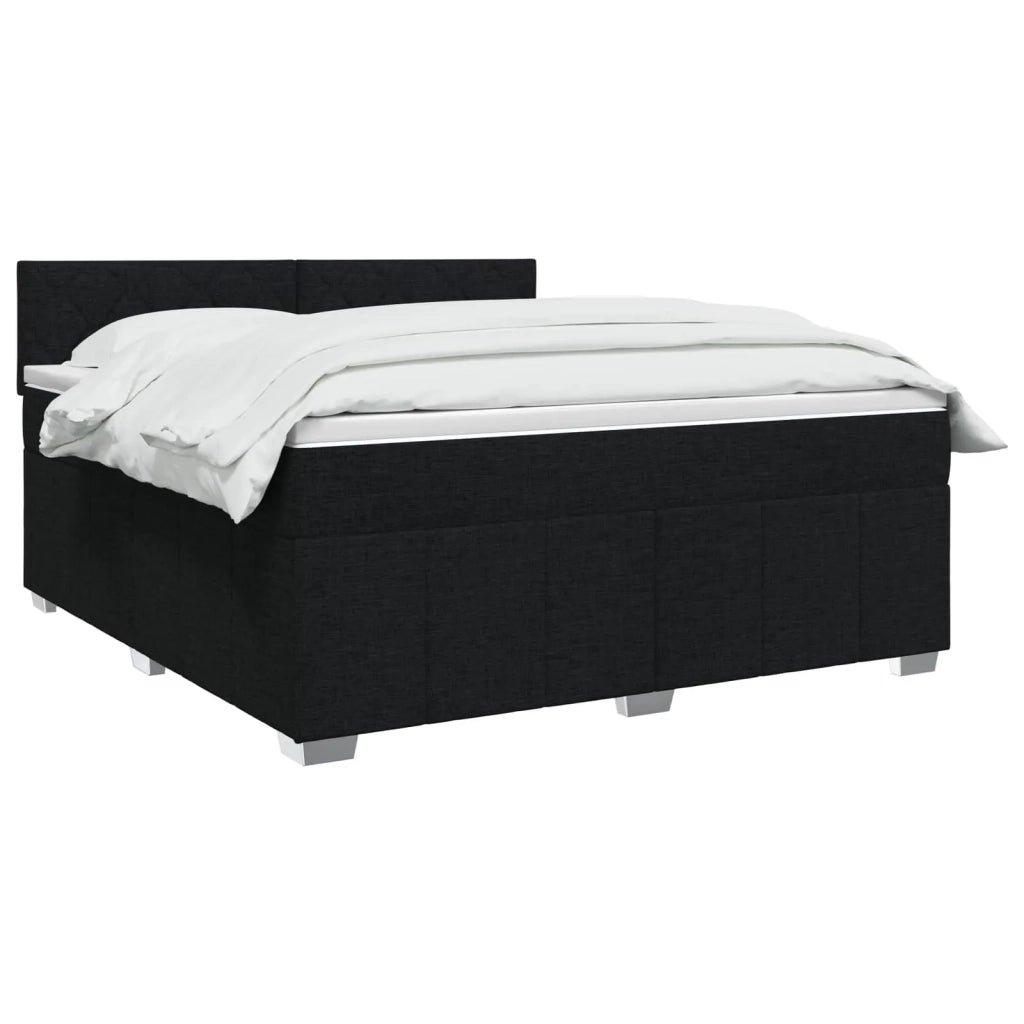Letto Box Spring LED con Materasso Nero 160 x 200 cm Tessuto 3455649