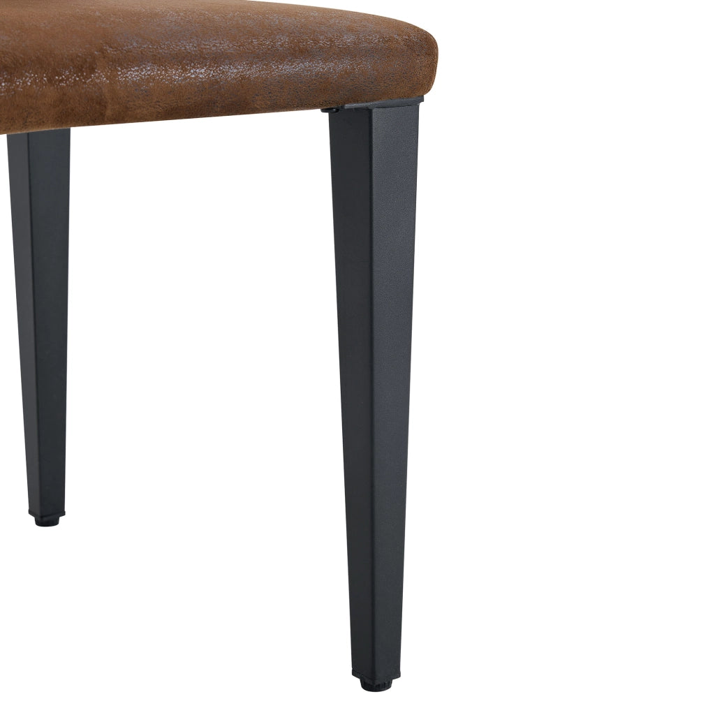 Set di 4 sedie da pranzo moderne in tessuto marrone e gambe in metallo nero