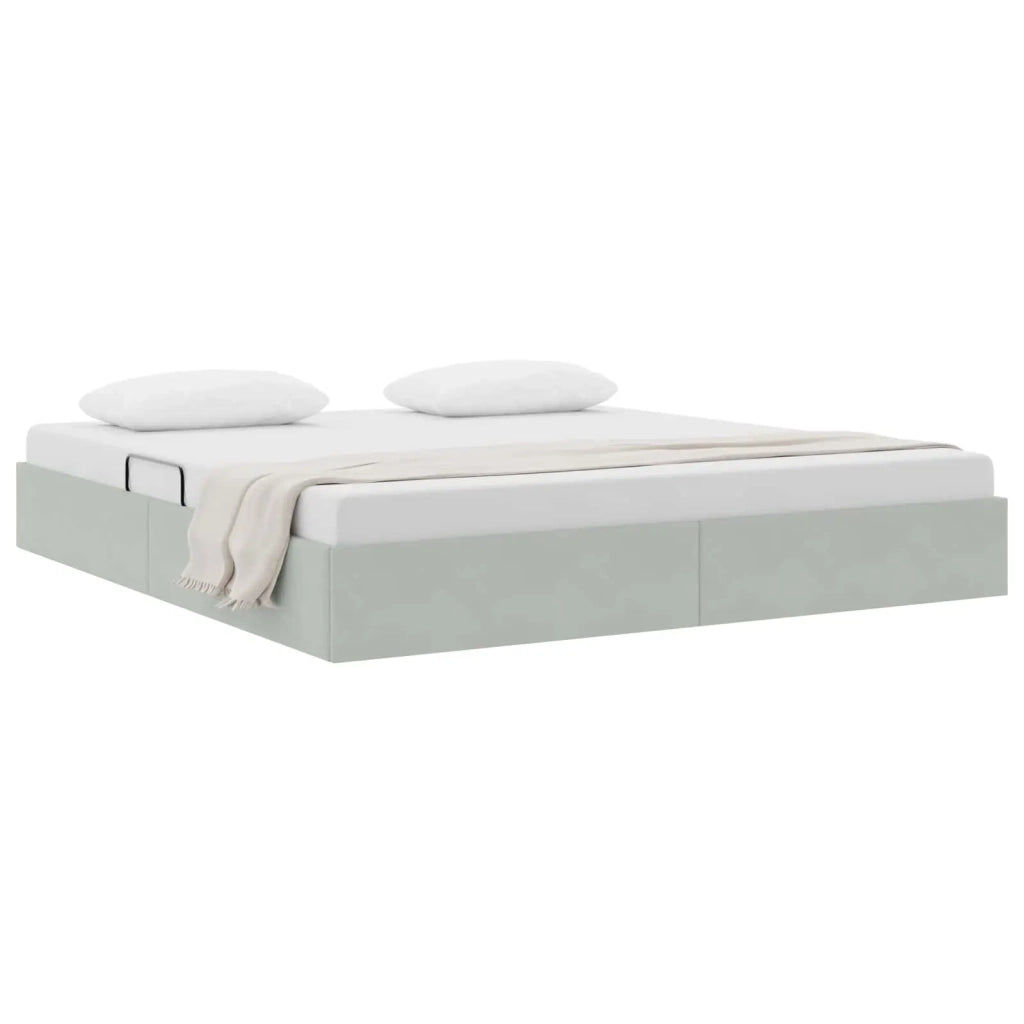 Letto ottomano Grigio Chiaro 160 x 200 cm Velluto 3442892