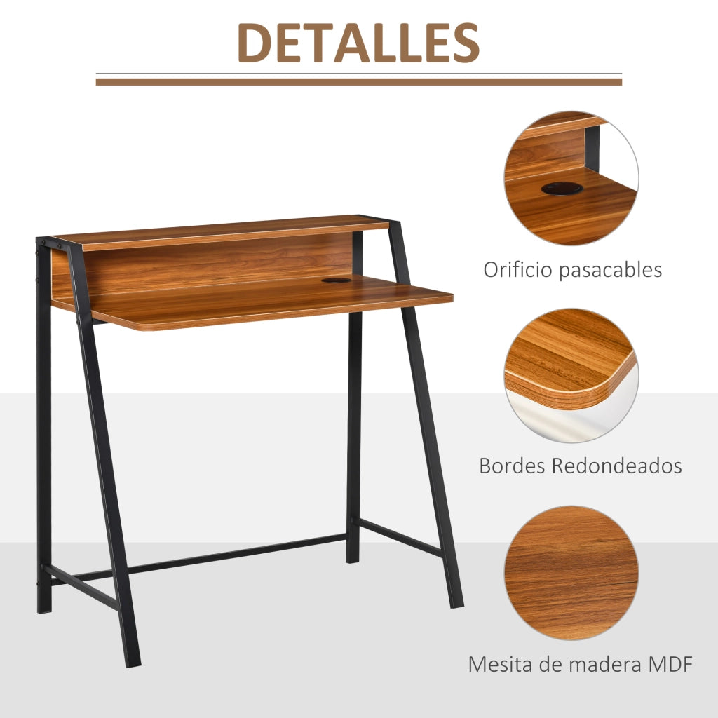 Scrivania per Computer ¨C Xylo ¨C Legno Noce e Metallo Nero 84x45x85cm