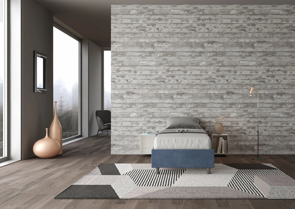 BS COM Letto singolo contenitore imbottito 90x190 microfibra blu