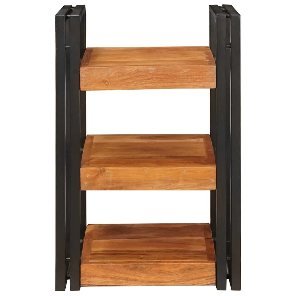 Comodino Marrone e Nero Legno Massello di Acacia 4016734