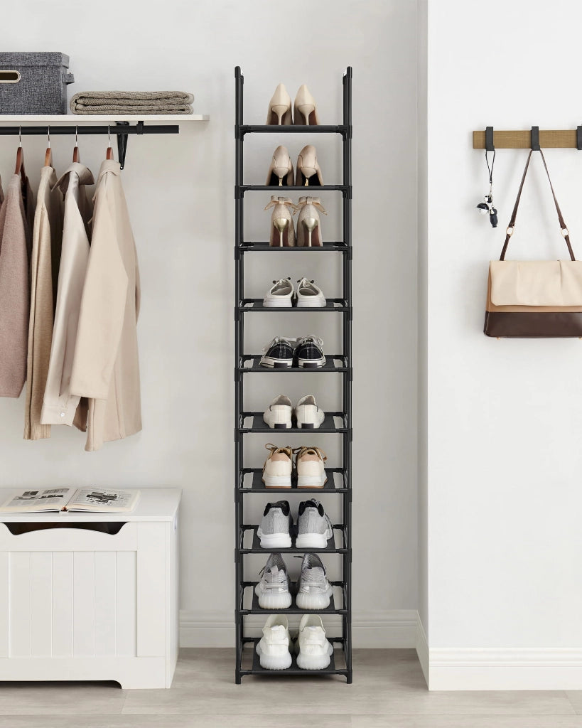 Scarpiera Valora Black Loft Style con 10 ripiani per corridoi e hall