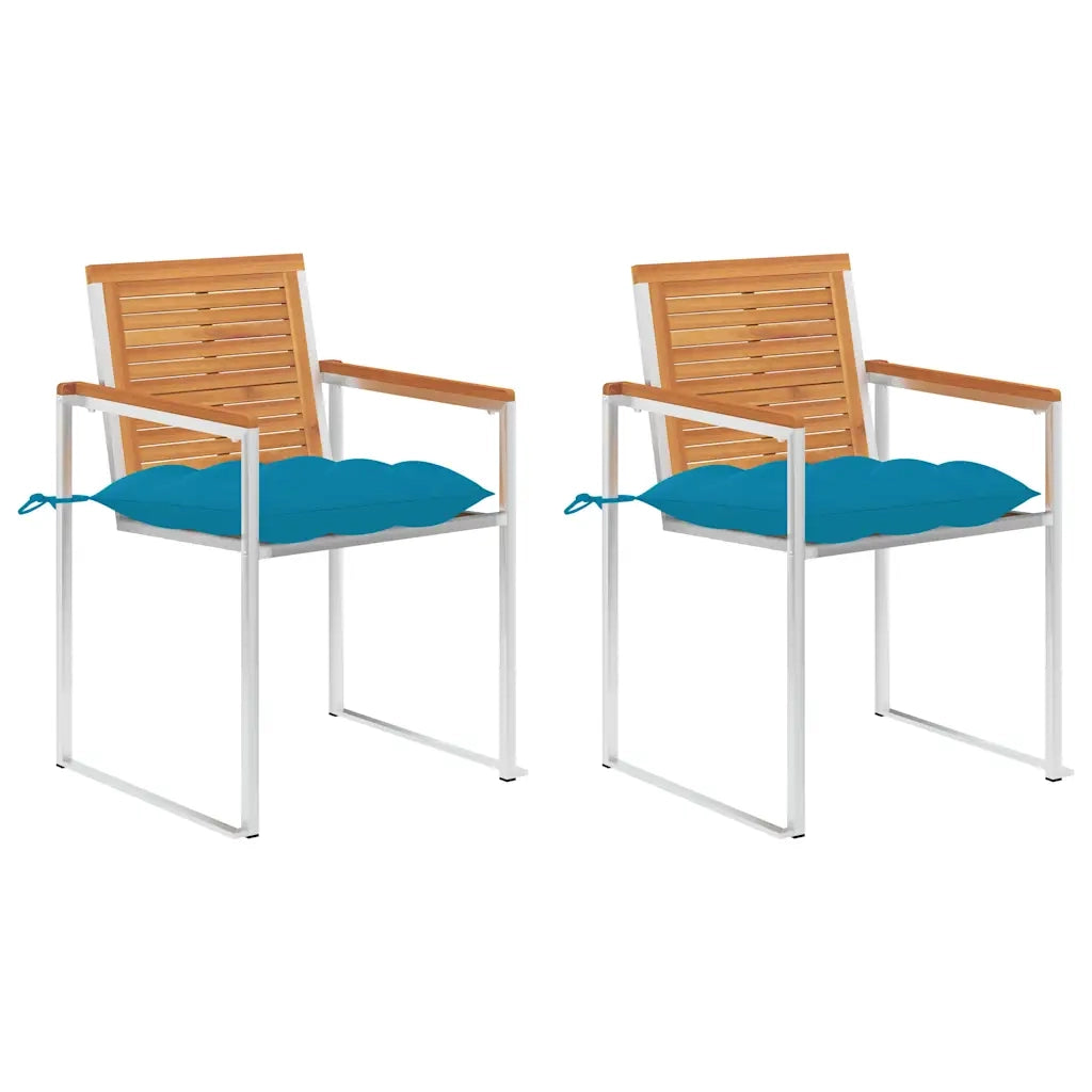 Sedie da Giardino 2 pz con Cuscini in Legno Acacia e Acciaio 3061507