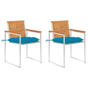 Sedie da Giardino 2 pz con Cuscini in Legno Acacia e Acciaio 3061507