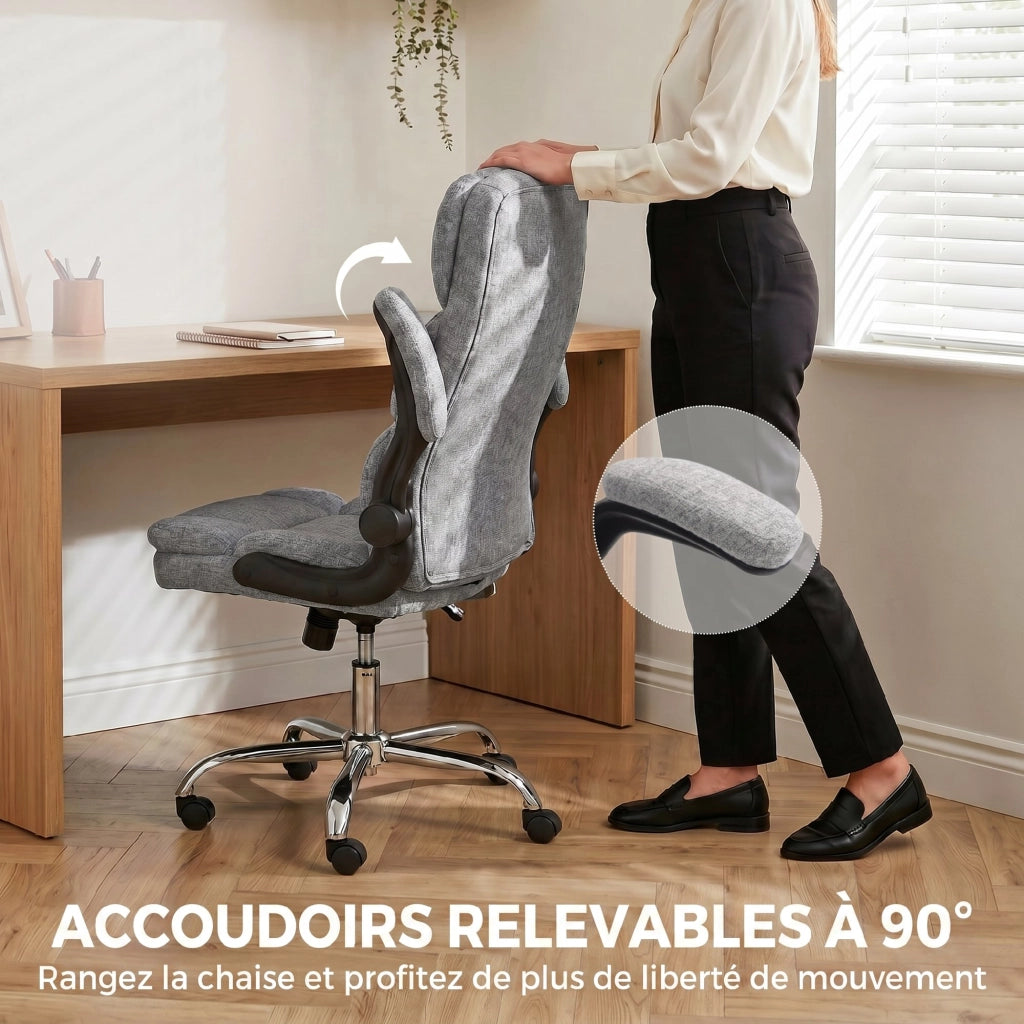 Sedia da ufficio massaggiante e riscaldante con schienale regolabile e basculante ¨C Minimal ¨C Grigio