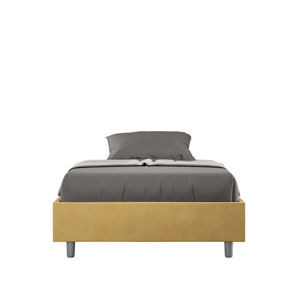 BS COM Letto una piazza e mezza contenitore imbottito 120x210 microfibra ocra