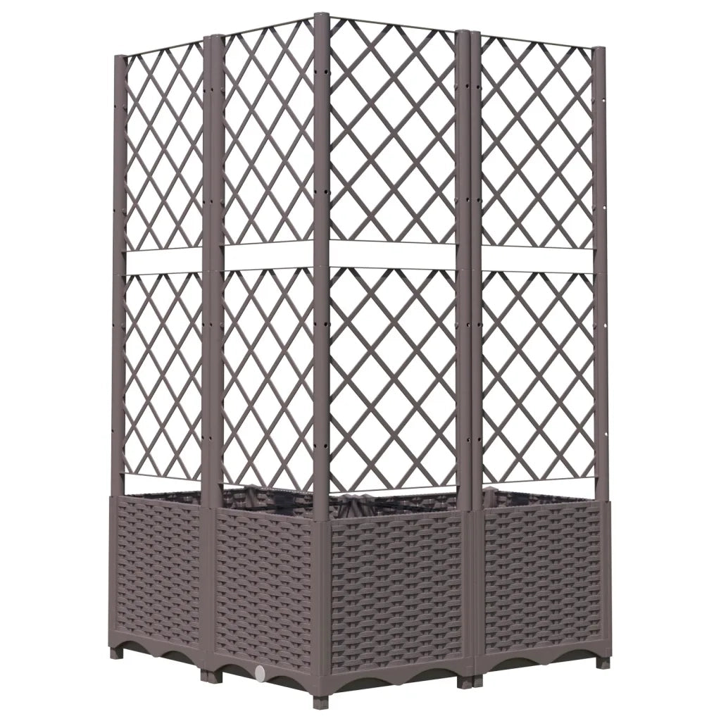 Fioriera da Giardino con Graticcio Marrone 80x80x136 cm in PP 318265