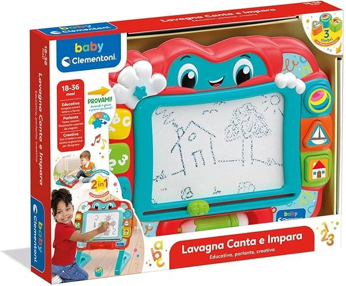Lavagna Canta e Impara Magnetica Bambini , Centro attivita Prima Infanzia, per Disegnare, Insegna Numeri, Parole e Forme