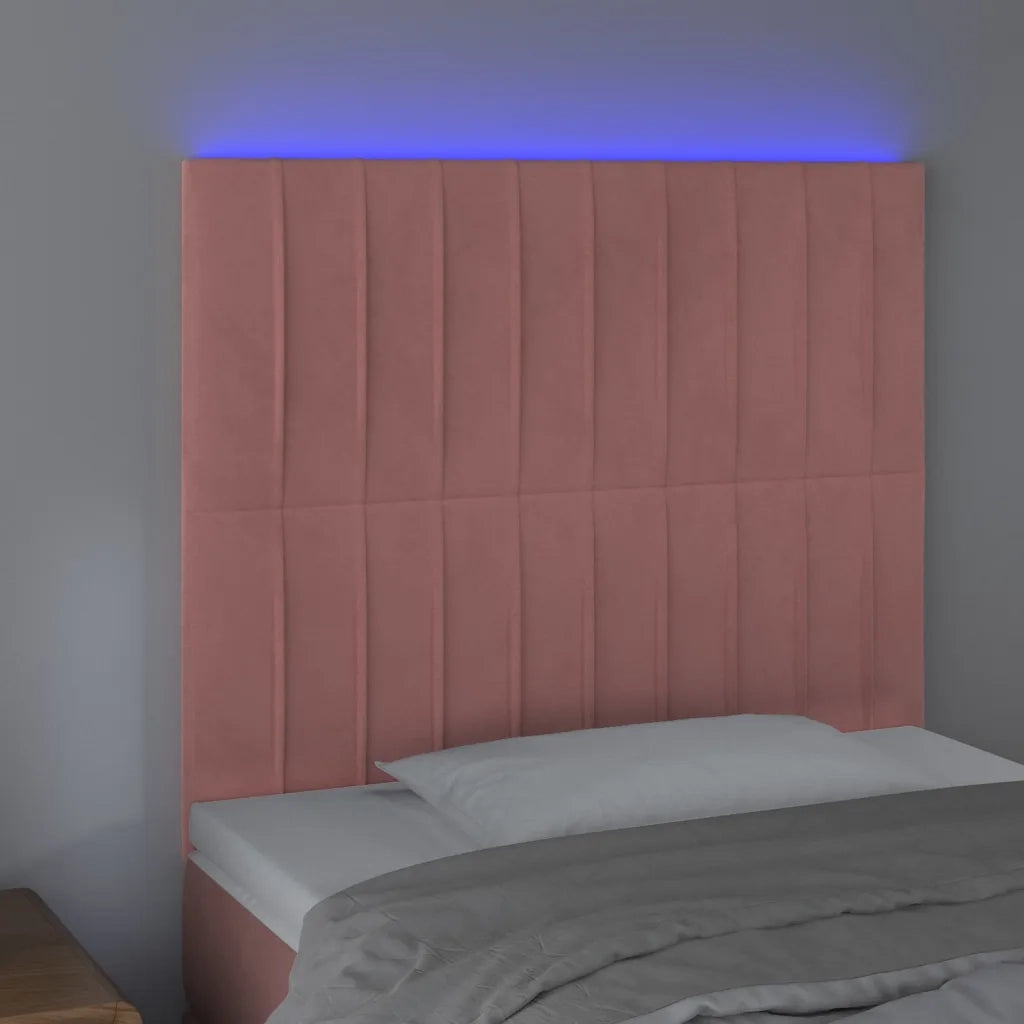 Testiera | Testata a LED Rosa 100x5x118/128 cm in Velluto