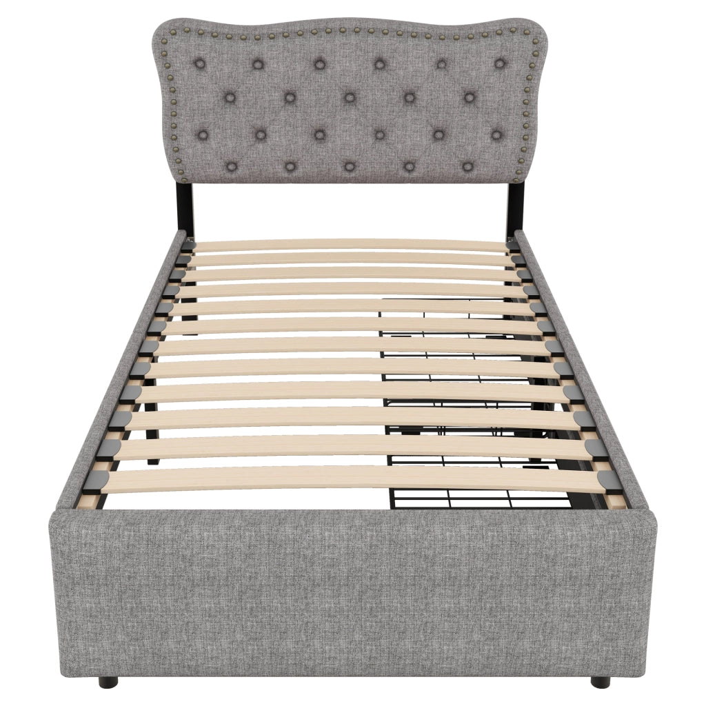 Letto Imbottito con Cassetti ¨C MINIMAL ¨C Grigio 90x200