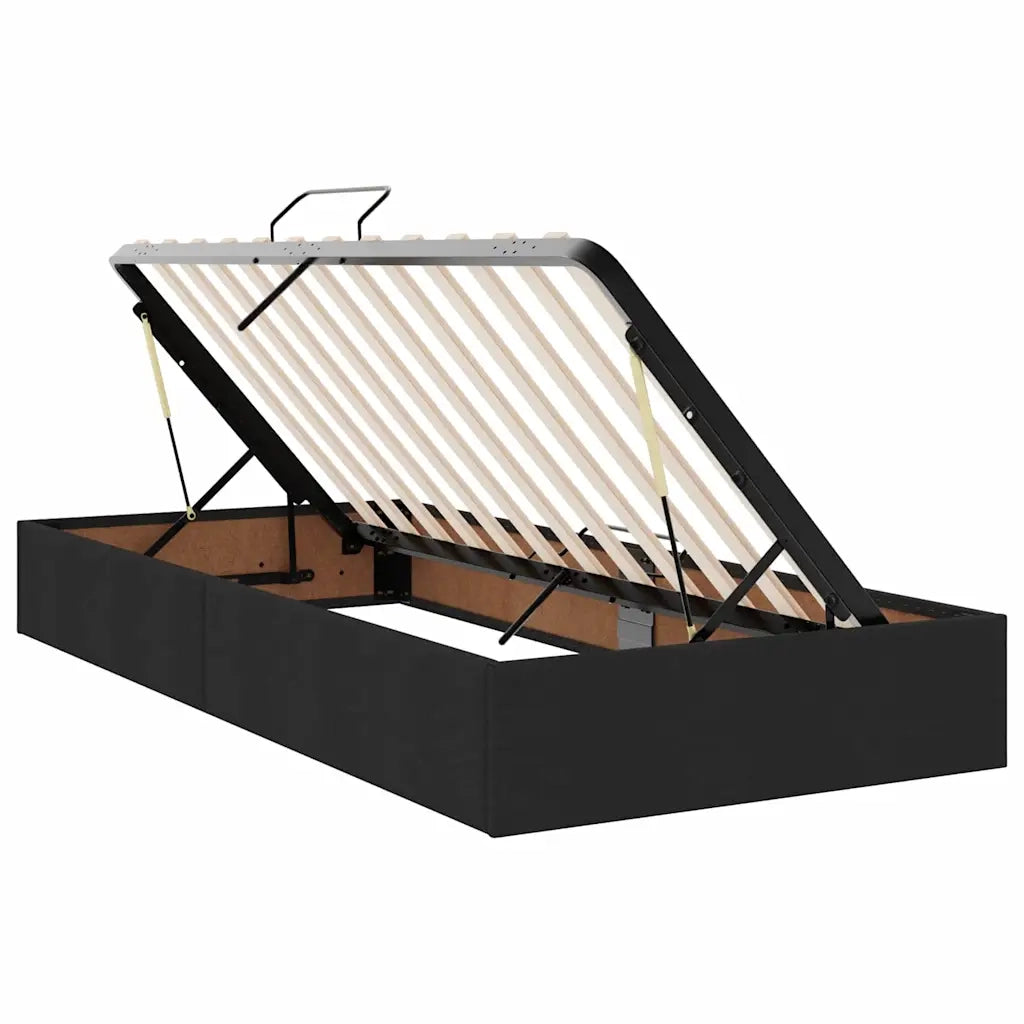 Letto con contenitore e LED con led Nero 90 x 200 cm Poliestere