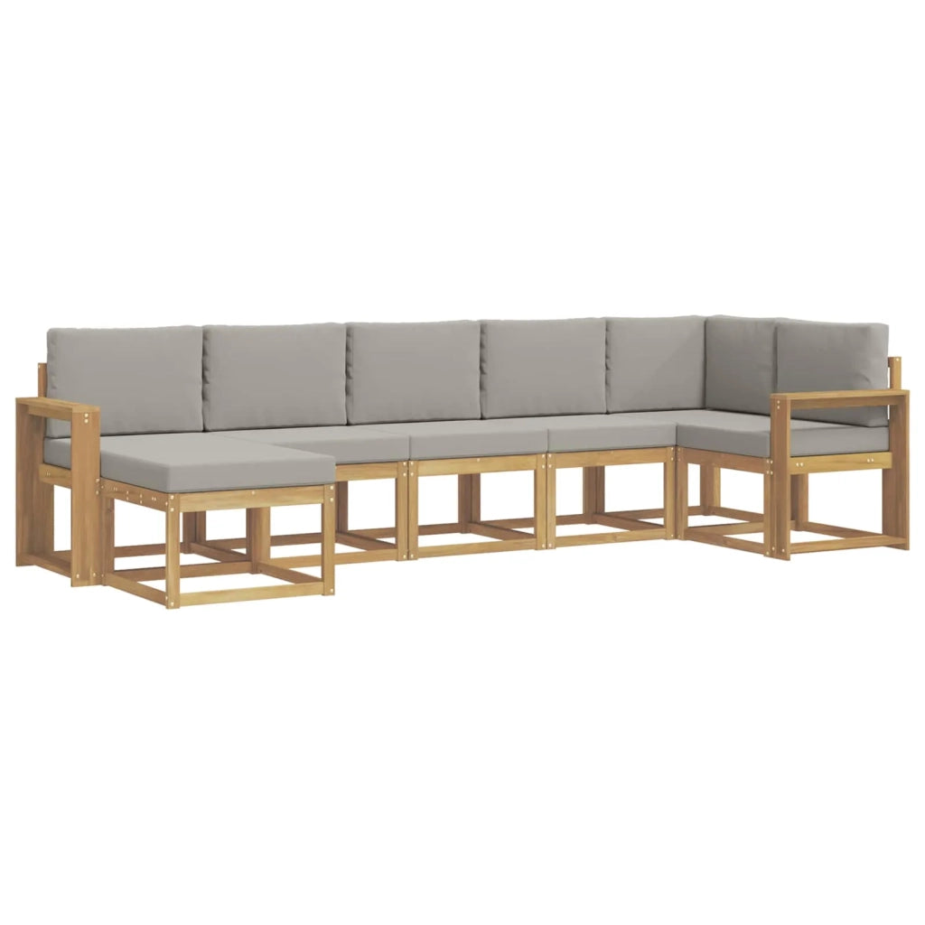Set di divani da esterno 7 pz Bianco e Grigio Chiaro 3387950