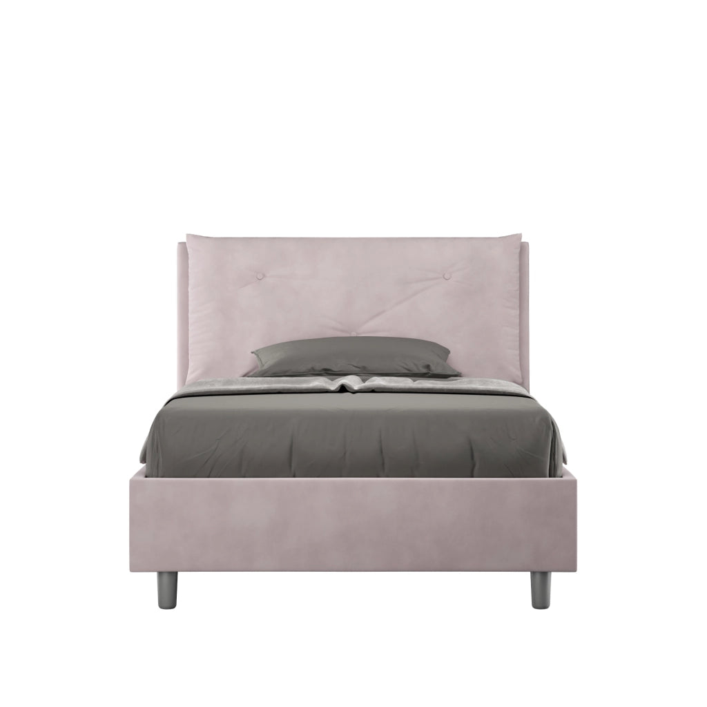 BS COM Letto una piazza e mezza senza rete imbottito 130x200 microfibra glicine Large